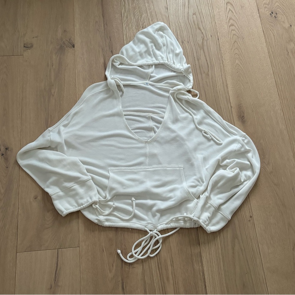 Free People Movement White Modal Blend Batwing Hoodie – Size Medium